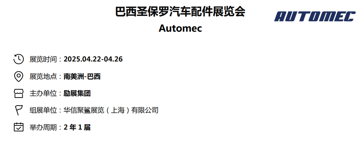 2025巴西汽配市场展会时间及市场分析